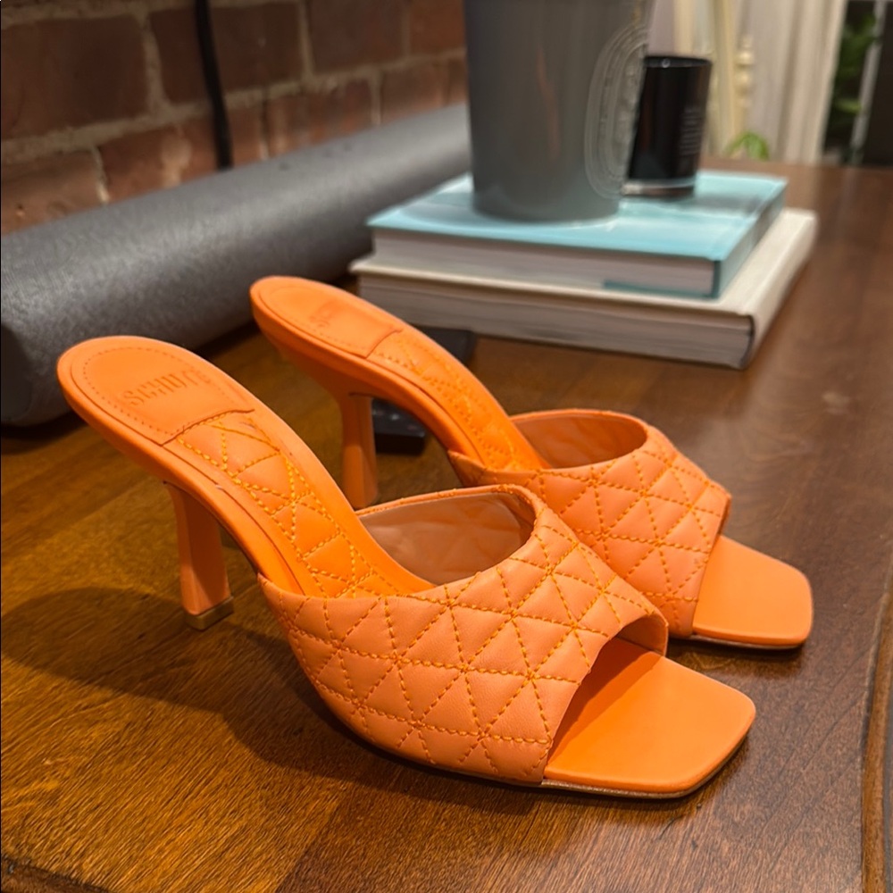 Schutz Orange Quilted Heels